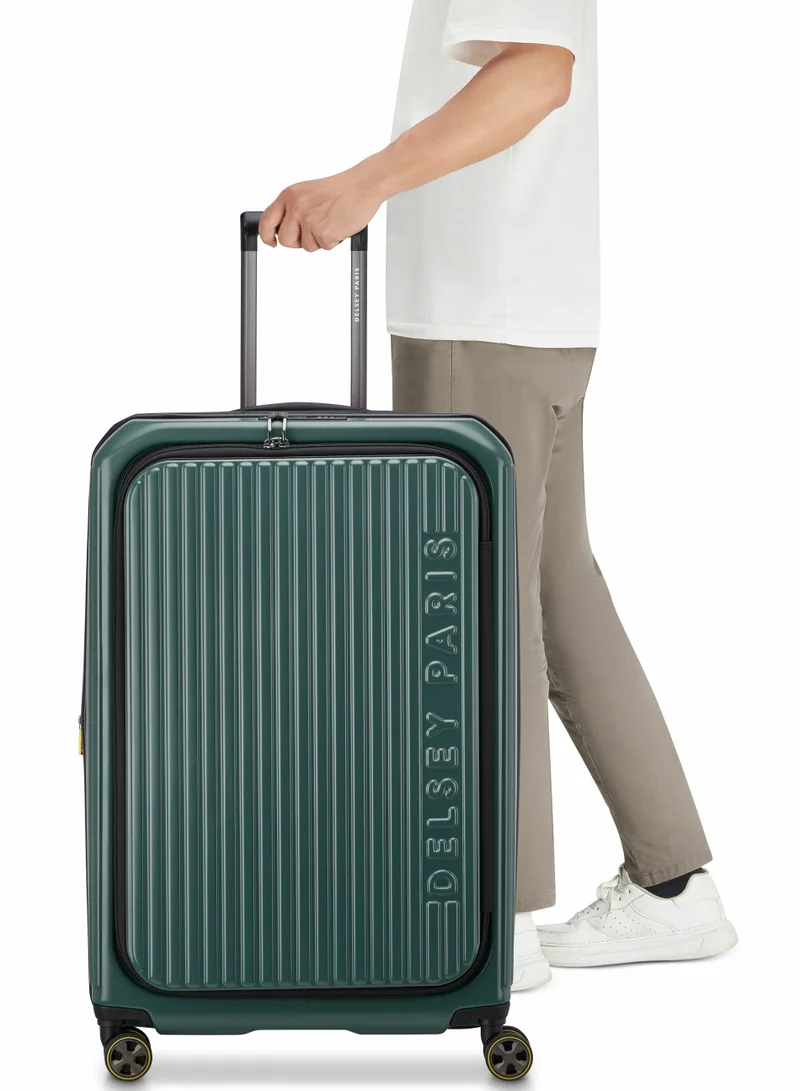 DELSEY Paris  securtime zip 2.0 - 77 cm top opening medium 4-double wheeled expandable check-in luggage trolley - deep green  | Best Price UAE